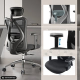Reposabrazos regulable en altura y respaldo de malla de la silla de oficina profesional M18-M148 en negro de Sihoo (imagen generada por IA)