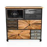 aparador CONTINENTO XL de madera y metal con diversos cajones y un frente de cristal de hjh LIVING