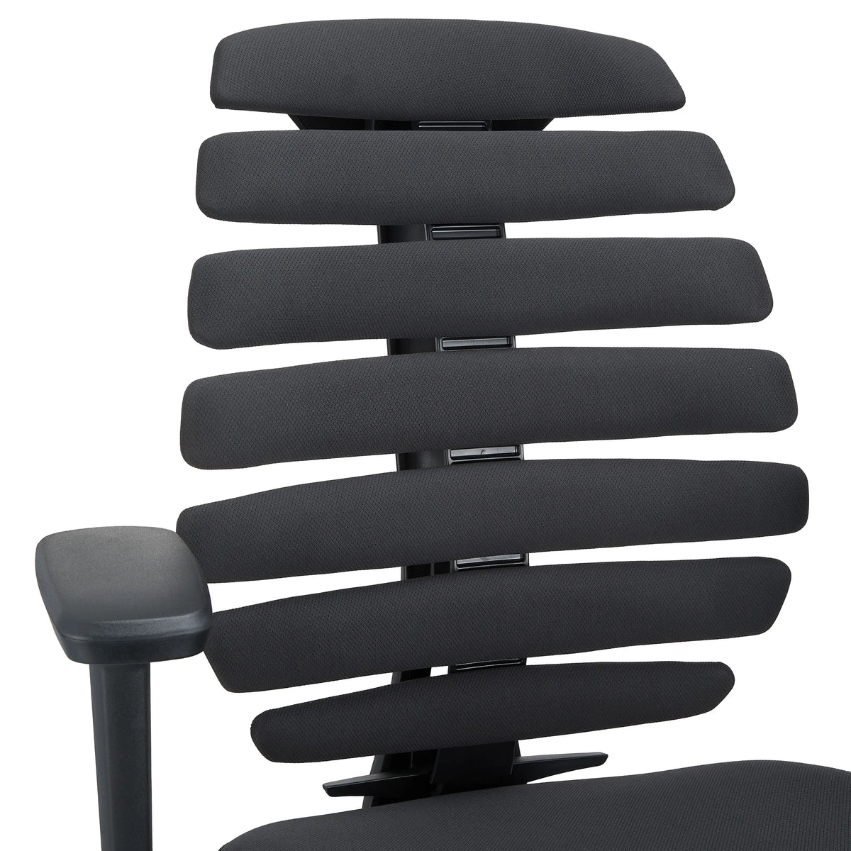 Respaldo con acolchado segmentado de una silla de oficina profesional ERGO LINE II en negro de hjh OFFICE