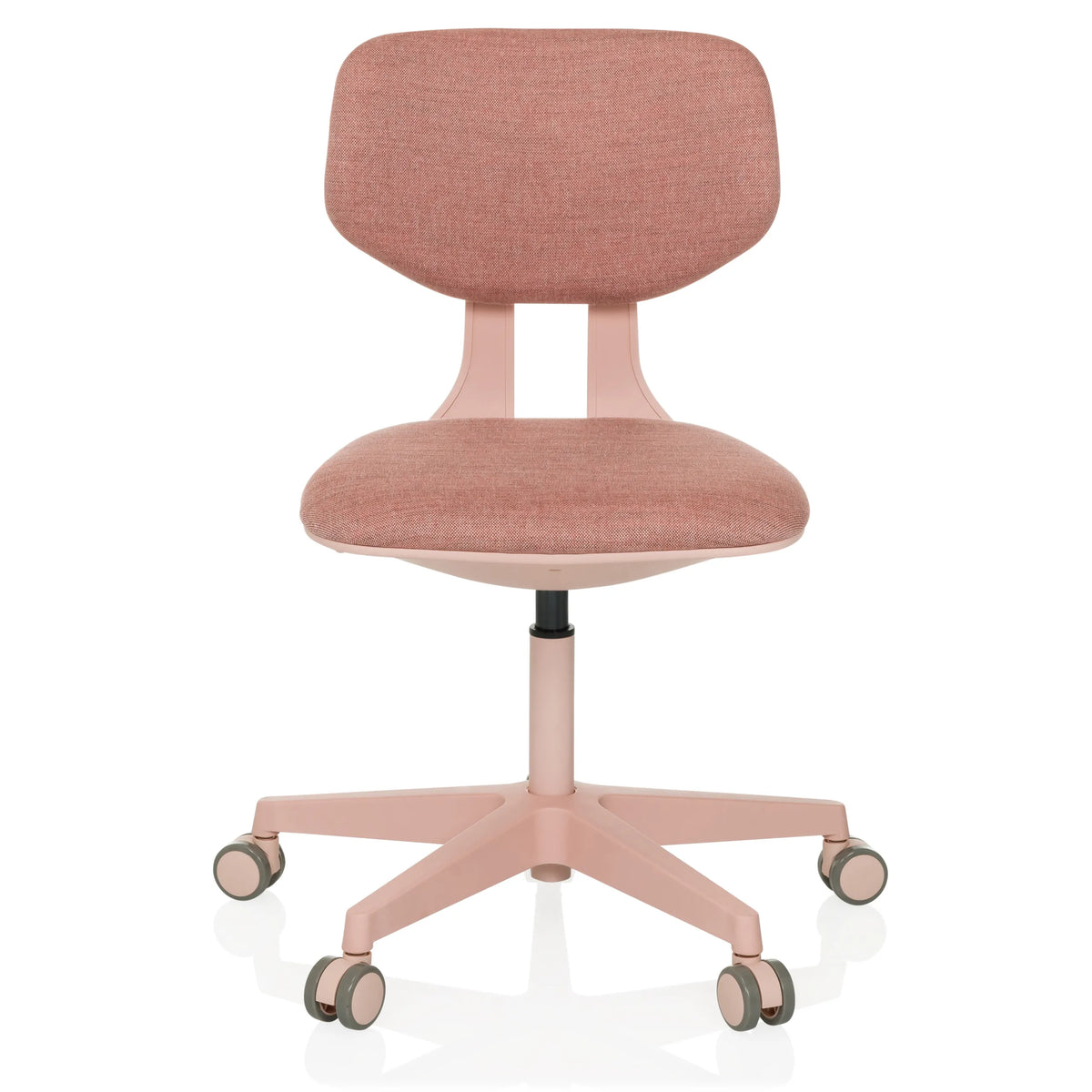 Silla giratoria para niños KID COLORE rosa con superficies acolchadas y base de cinco ruedas de hjh OFFICE – vista de 360° (vista frontal 0°)