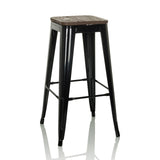 Taburete de bar VANTAGGIO HIGH WS negro con asiento efecto madera y reposapiés de hjh OFFICE – vista de 360° (vista frontal 15°)