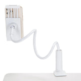 Brazo de cuello de cisne flexible del soporte para teléfono móvil y tableta FLEXMOBI I en blanco de hjh OFFICE