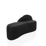 Sofá de diseño negro BARACOA con forma orgánica y respaldo integrado de hjh OFFICE – vista de 360° (vista frontal en diagonal 45°)