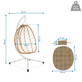 Plano dimensional de la Silla colgante COCOVA con una altura total de 188 cm de hjh LIVING