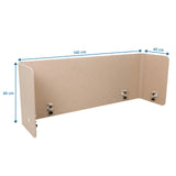 Dibujo dimensional del separador de mesa FLEXMIUT U de 160 × 60 cm de hjh OFFICE