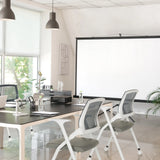 Silla plegable gris PRIORITY II W PU con respaldo de malla y estructura blanca de hjh OFFICE