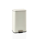 Papelera Clean 1 beige con apertura de pedal y tapa plana de hjh OFFICE – vista de 360° (vista frontal 15°)