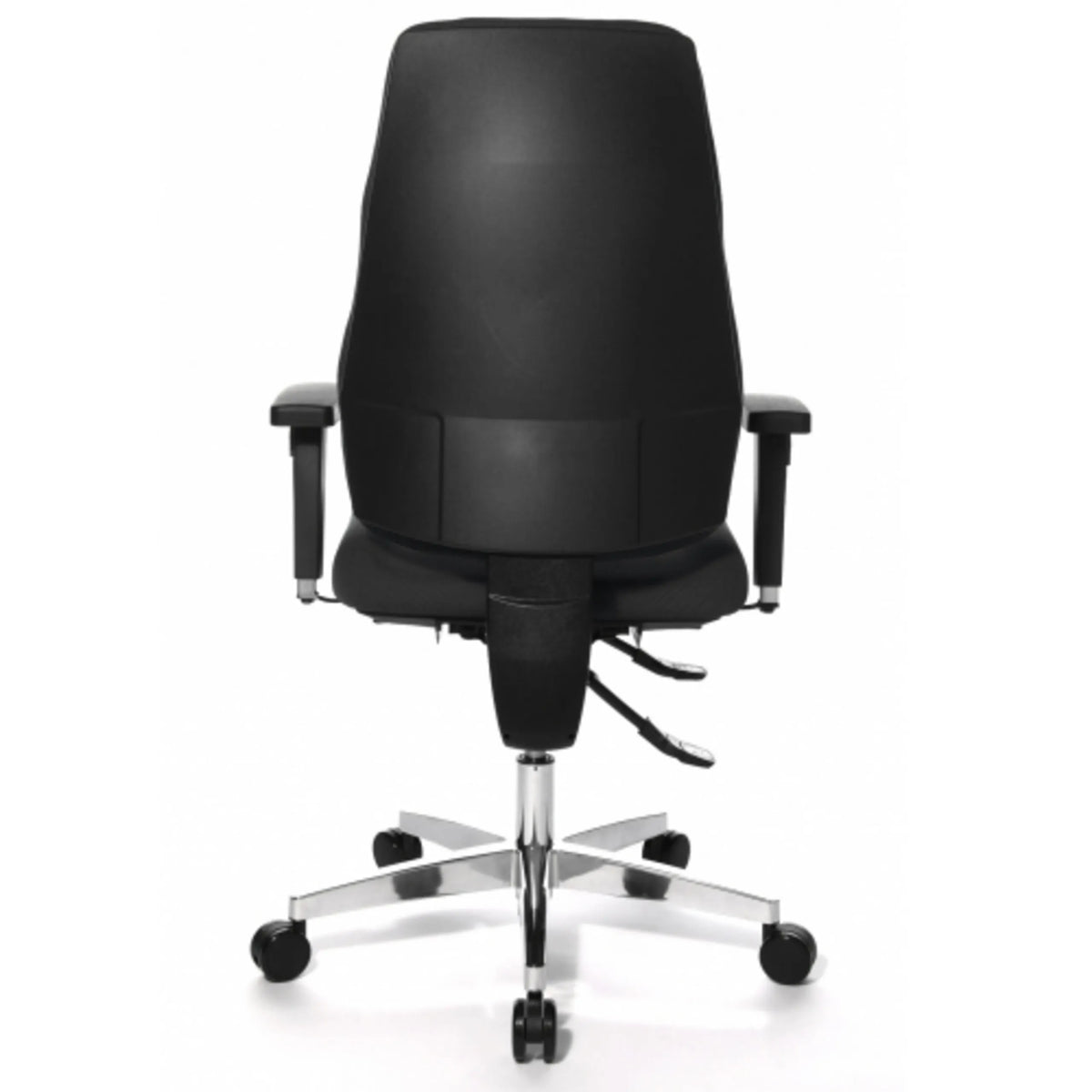 Vista posterior de la Silla de oficina profesional P91 AL.G3 en negro con base pulida de Topstar