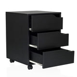 Archivador rodante ORGANISER I negro con tres cajones abiertos sobre ruedas de hjh OFFICE