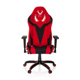 Silla gaming PROMOTER II en rojo y negro con reposabrazos y base de cinco ruedas de hjh OFFICE – vista de 360° (vista frontal 0°)