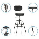 Taburete de bar DISC HIGH negro con respaldo, ajuste de altura por elevador de gas y reposapiés circular de hjh OFFICE
