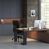 Silla de oficina profesional SENATOR en negro en un escritorio en una oficina moderna de hjh OFFICE