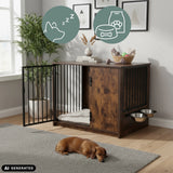 Transportín para perros PAWHOME S marrón con cuencos integrados y puerta de rejilla de hjh LIVING (imagen generada por IA)