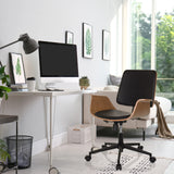 Silla Home Office CENCA II negra con reposabrazos de madera y ruedas de hjh LIVING