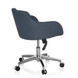 Silla Home Office SOLAO 100 en gris oscuro con carcasa acolchada y base de cinco ruedas de hjh OFFICE – vista de 360° (vista trasera en diagonal 120°)