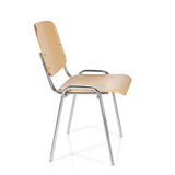 Silla de cuatro patas XT 600 C H en haya con estructura de cromo de hjh OFFICE – vista de 360° (vista lateral 80°)
