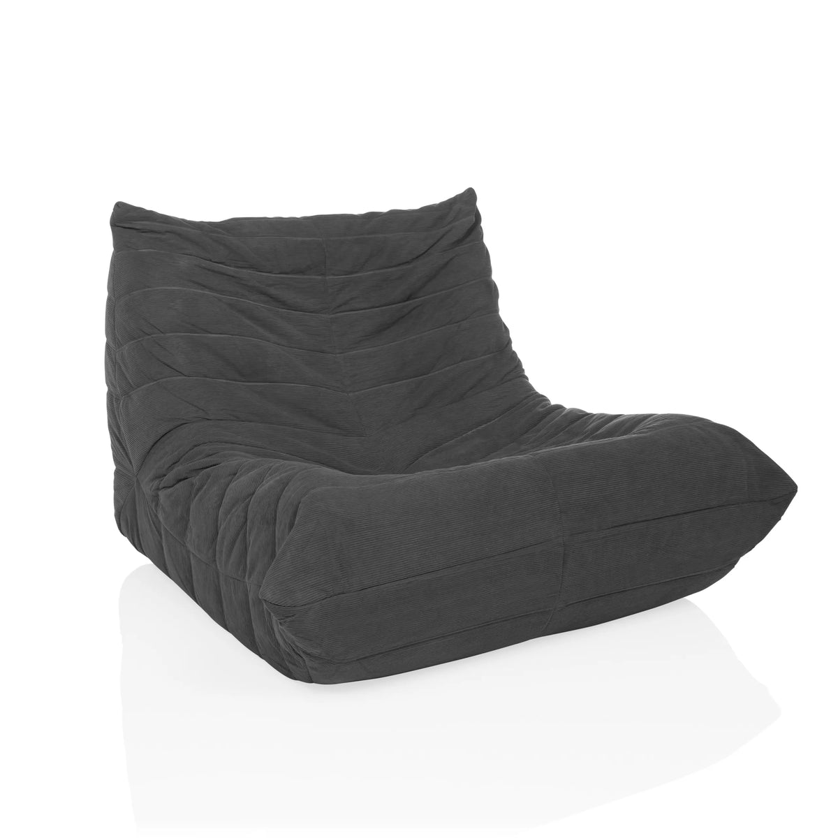 Sillón de diseño Sitzolo gris con funda de pana y superficie estructurada de hjh LIVING – vista de 360° (vista frontal en diagonal 30°)