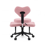 Vista trasera de la silla de meditación Asanasit rosa con respaldo en forma de corazón y base en cruz negra de hjh LIVING
