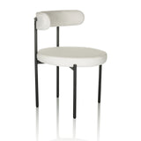 Silla tapizada blanca TEDIO con asiento y respaldo redondeados y patas negras de hjh OFFICE – vista de 360° (vista frontal en diagonal 60°)