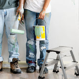 Escalera plegable de dos peldaños SOLID VI de aluminio con ruedas en las patas de hjh OFFICE