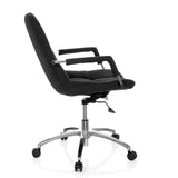 Silla Home Office SARANTO negra con tapizado de tela y base de cinco ruedas de hjh OFFICE – vista de 360° (vista lateral 100°)