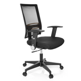 Silla Home OFFICE R8 negra con respaldo de malla y base de cinco ruedas de hjh OFFICE – vista de 360° (vista frontal en diagonal 60°)
