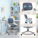 Silla giratoria para niños KID FLEX en azul grisáceo con respaldo transpirable y ajuste de altura de hjh OFFICE
