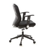 Silla de oficina profesional TRAFFIC 20 negra con reposabrazos y base de cinco ruedas de hjh OFFICE – vista de 360° (vista lateral 100°)