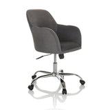 Silla Home Office SOLAO 300 en gris oscuro con acolchado y base de cinco ruedas de hjh OFFICE – vista de 360° (vista frontal en diagonal 45°)