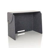 Separador de mesa gris FLEXMIUT FOLD con dos salidas de cable horizontales de hjh OFFICE – vista de 360° (vista frontal en diagonal 30°)