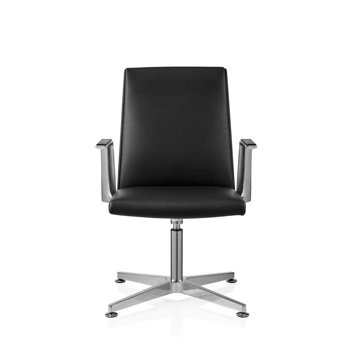 Silla de confidente negra AMBASSADO V con reposabrazos y base estrellada brillante de hjh OFFICE – vista de 360° (vista frontal 0°)