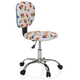 Silla giratoria para niños KID BUBBLE con motivo de arcoíris colorido y base de cinco ruedas de hjh OFFICE – vista de 360° (vista frontal en diagonal 60°)