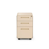 Archivador rodante COLOR PLUS I beige de metal con tres cajones y cuatro ruedas de hjh OFFICE – vista de 360° (vista frontal 0°)