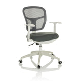 Silla Home Office TOP 108 W gris con respaldo de malla y base de cinco ruedas de hjh OFFICE – vista de 360° (vista frontal en diagonal 30°)