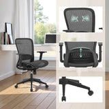 Silla de oficina profesional Air Port 2 negra con respaldo de malla, soporte lumbar ajustable y ruedas de MyBuero