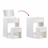 Mecanismo plegable del tocador Glamdesk en blanco con taburete a juego de hjh LIVING