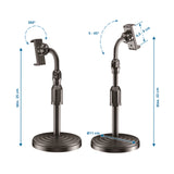 Dibujo técnico del Soporte para teléfono móvil y tableta FLEXMOBI II con una altura máxima de 33 cm de hjh OFFICE