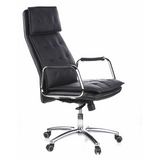 Sillón de oficina profesional VILLA 20 negro con tapicería acolchada y base de cinco ruedas de hjh OFFICE – vista de 360° (vista frontal en diagonal 60°)