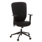 Silla de oficina profesional TRAFFIC 30 negra con reposabrazos y base de cinco ruedas de hjh OFFICE – vista de 360° (vista frontal 20°)