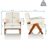 Maßzeichnung des Loungesessels POOLY mit einer Breite von 75 cm und einer Höhe von 74 cm von hjh LIVING