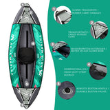 Kayak inflable LAXO-285 en color petróleo con asas, red de transporte y válvulas Boston de Aqua Marina