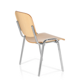 Silla de cuatro patas XT 600 C H en haya con estructura de cromo de hjh OFFICE – vista de 360° (vista trasera en diagonal 120°)