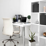 Sillón de oficina profesional ASPERA 10 en color blanco crema con tapicería acolchada y estructura de cromo de hjh OFFICE