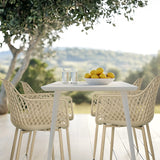 Silla de exterior BEGIO L en beige con estructura de malla y reposabrazos de hjh LIVING