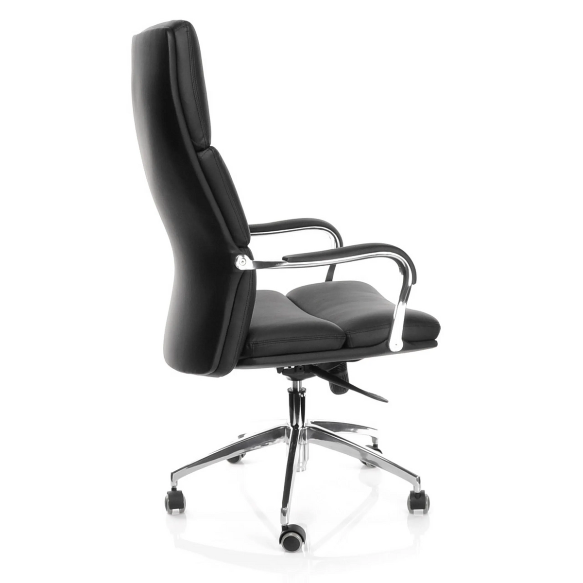 Sillón de oficina profesional BRUNELLO 20 negro con reposabrazos y base de cinco ruedas de hjh OFFICE – vista de 360° (vista lateral 100°)