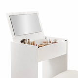 Tocador Glamdesk abierto en blanco con espejo integrado y almacenamiento para maquillaje de hjh LIVING