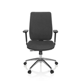 Silla de oficina profesional INTEGRIO I en color gris oscuro con reposabrazos y base de cinco ruedas de hjh OFFICE – vista de 360° (vista frontal 0°)