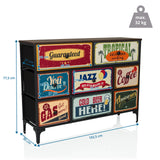 Vista de dimensiones de la Cómoda AMERIKO B con 102,5 × 77,5 cm y seis cajones con motivo de hjh LIVING