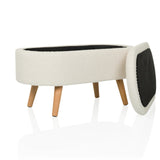 Banco blanco STORIANO con patas de madera clara y asiento negro de hjh LIVING