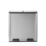 Papelera Clean 13 S plateada con dos compartimentos y pedales de hjh OFFICE – vista de 360° (vista frontal 0°)